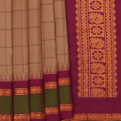 Gadwal Silk Beige Kattam Saree