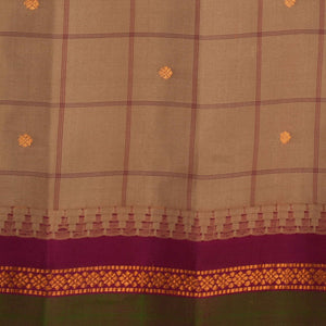 Gadwal Silk Beige Kattam Saree