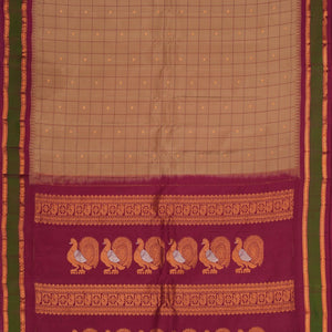 Gadwal Silk Beige Kattam Saree