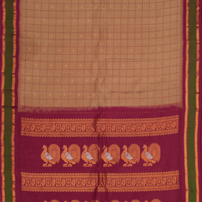 Gadwal Silk Beige Kattam Saree