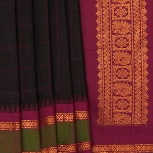 Gadwal Silk Black Kattam Saree