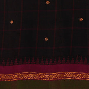 Gadwal Silk Black Kattam Saree