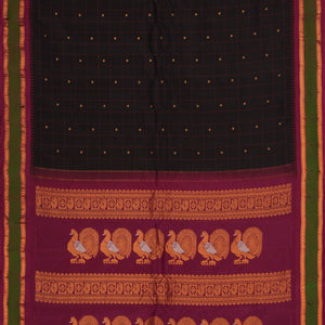Gadwal Silk Black Kattam Saree