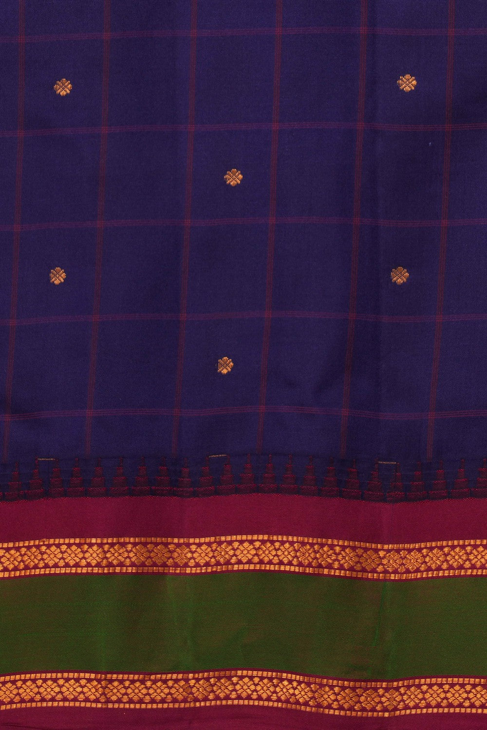 Gadwal Silk Violet Kattam Saree