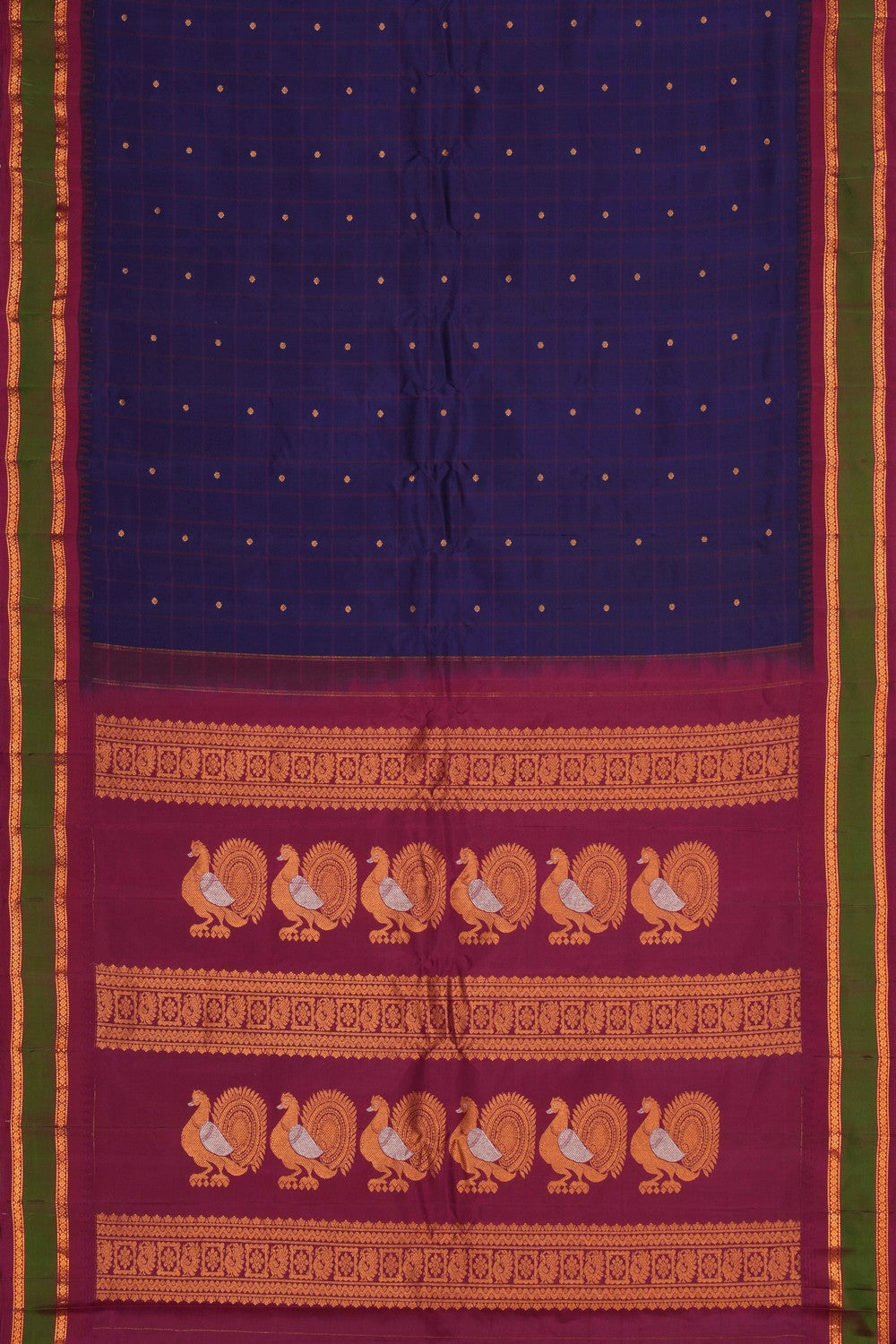Gadwal Silk Violet Kattam Saree