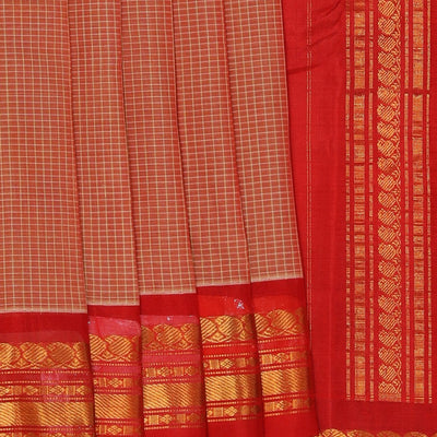 Gadwal Cotton Onion-Red Saree