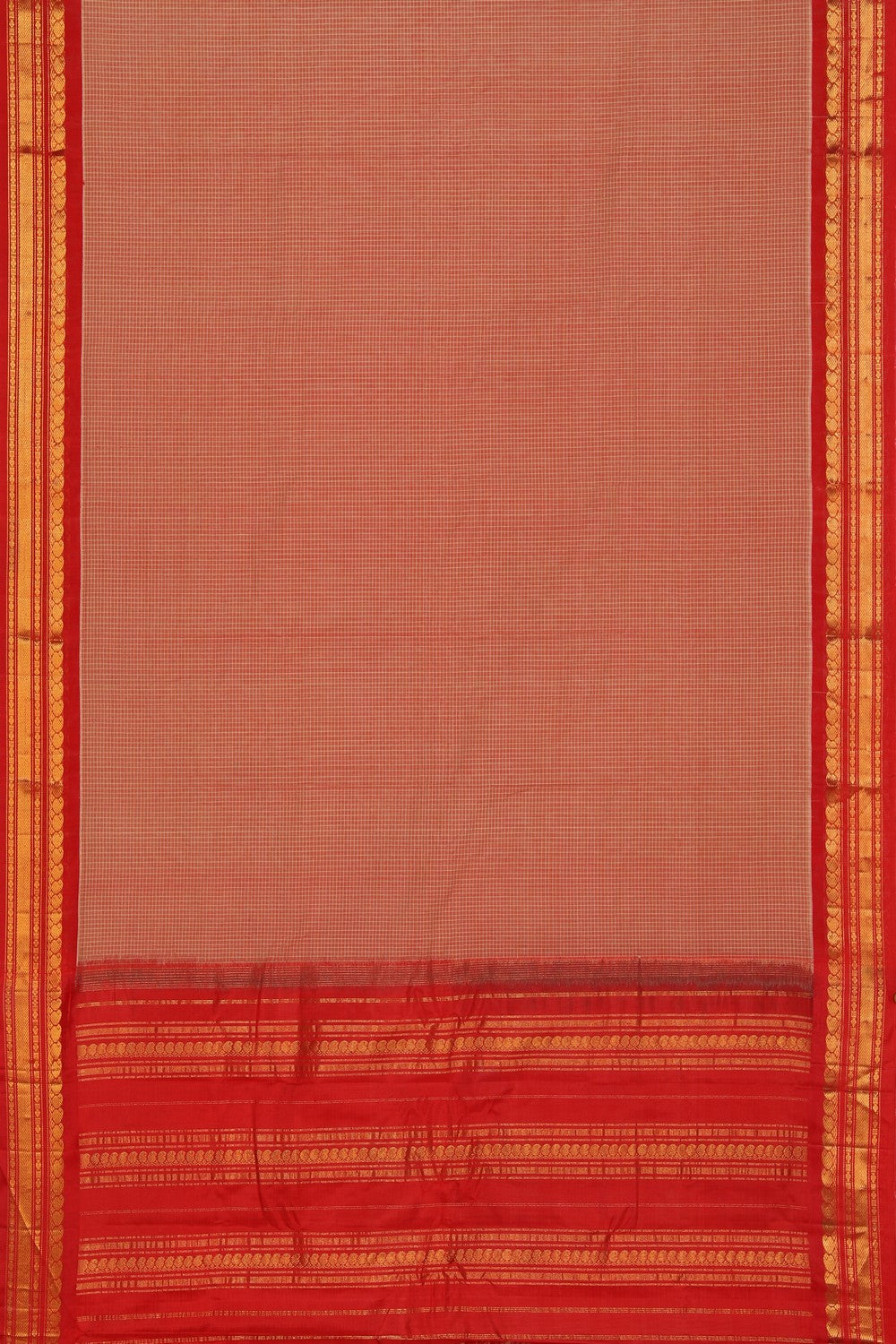 Gadwal Cotton Onion-Red Saree