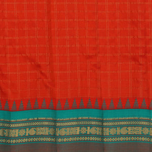 Gadwal Silk Red Kattam Saree