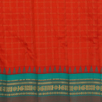Gadwal Silk Red Kattam Saree