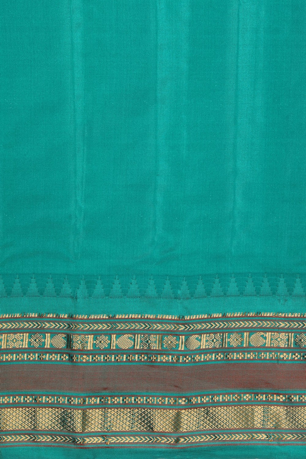 Gadwal Silk Red Kattam Saree