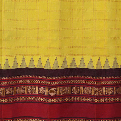 Gadwal Silk Yellow Kattam Saree