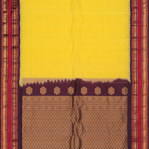 Gadwal Silk Yellow Kattam Saree