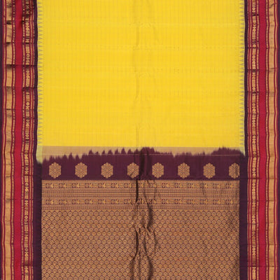 Gadwal Silk Yellow Kattam Saree