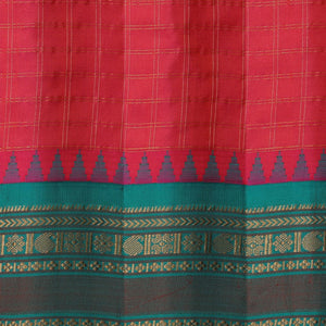 Gadwal Silk Fuchsia-Pink Kattam Saree