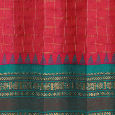 Gadwal Silk Fuchsia-Pink Kattam Saree
