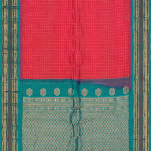 Gadwal Silk Fuchsia-Pink Kattam Saree