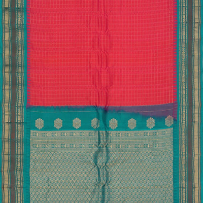 Gadwal Silk Fuchsia-Pink Kattam Saree