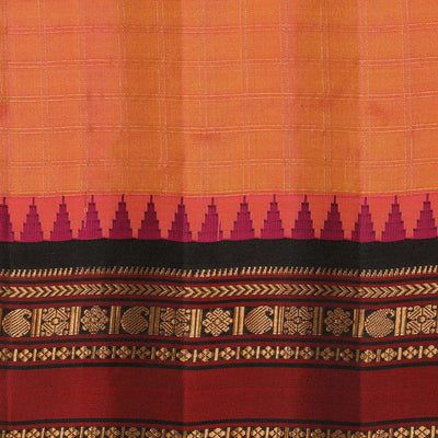 Gadwal Silk Fuchsia-Pink Kattam Saree