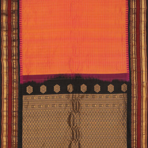 Gadwal Silk Fuchsia-Pink Kattam Saree