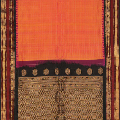 Gadwal Silk Fuchsia-Pink Kattam Saree