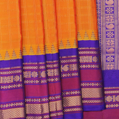 Gadwal Silk Orange Kattam Saree