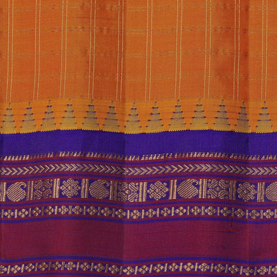 Gadwal Silk Orange Kattam Saree