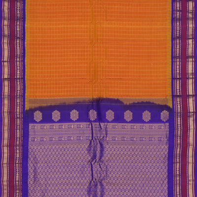 Gadwal Silk Orange Kattam Saree