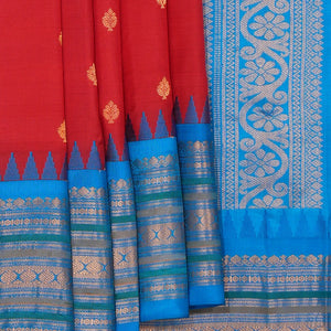 Gadwal Silk Red Saree