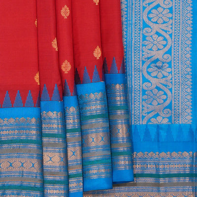 Gadwal Silk Red Saree