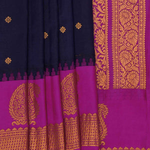 Gadwal Silk Navy Blue Saree
