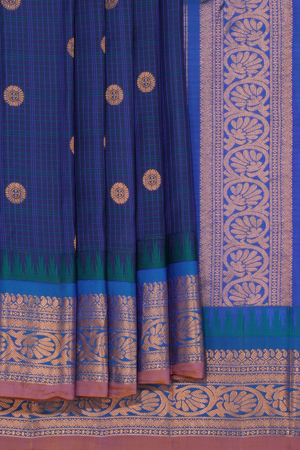 Gadwal Silk Peacock Blue Saree