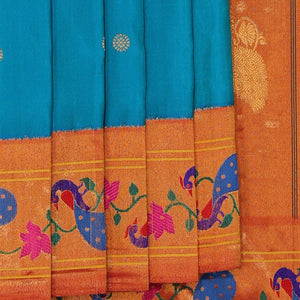 Gadwal Silk Teal Blue Saree