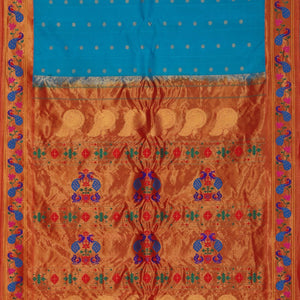 Gadwal Silk Teal Blue Saree