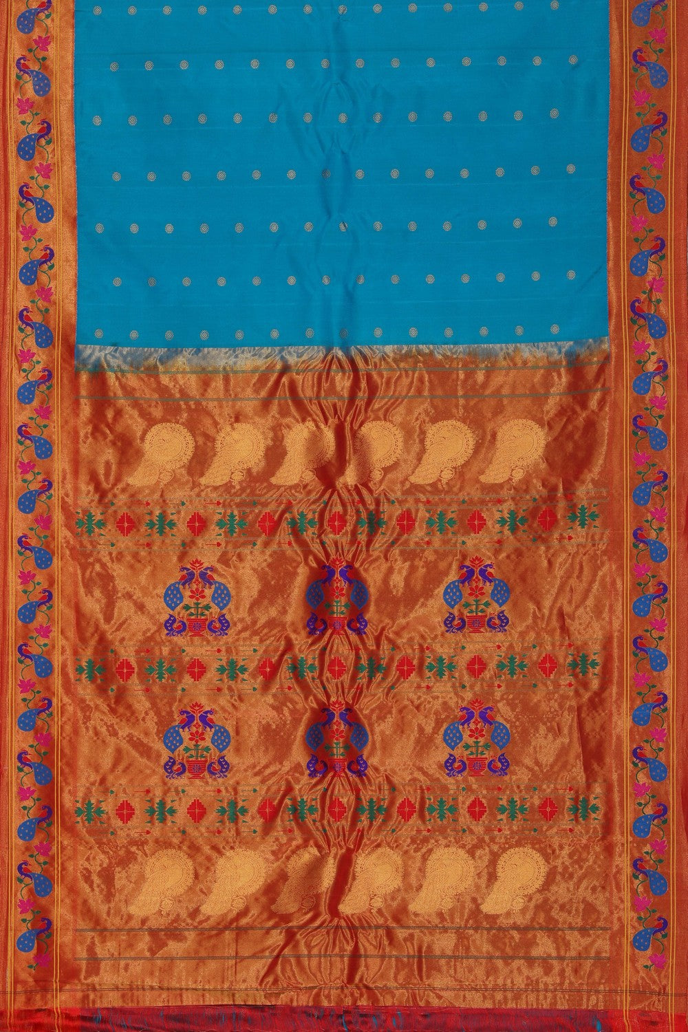 Gadwal Silk Teal Blue Saree
