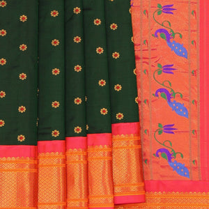 Gadwal Silk Bottle Green Saree