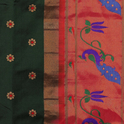 Gadwal Silk Bottle Green Saree