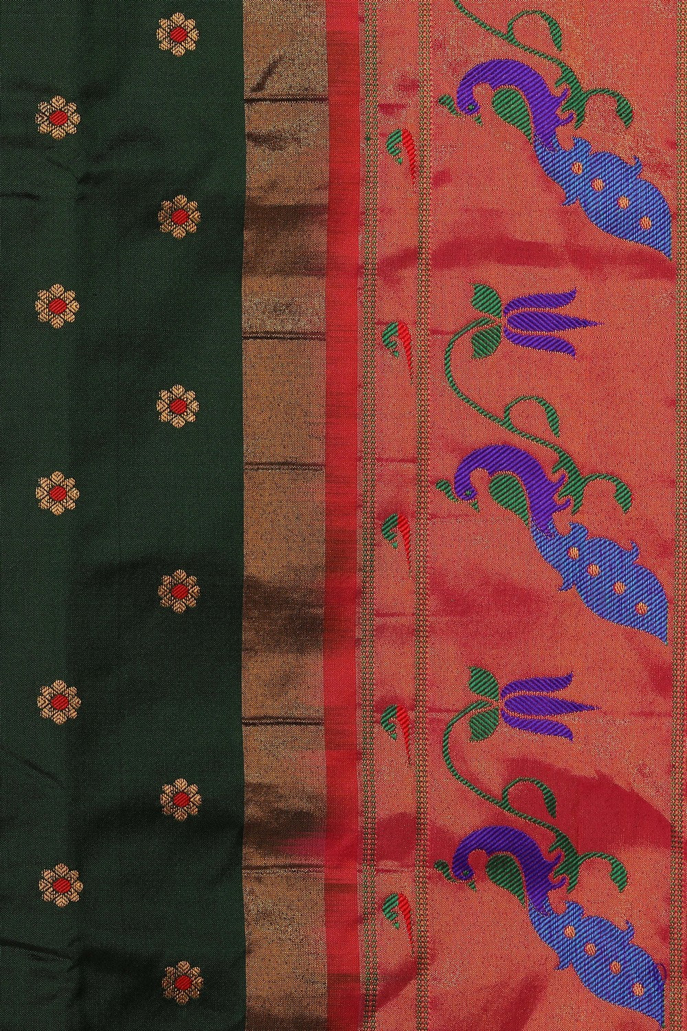 Gadwal Silk Bottle Green Saree
