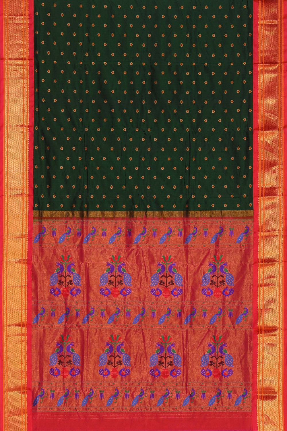 Gadwal Silk Bottle Green Saree