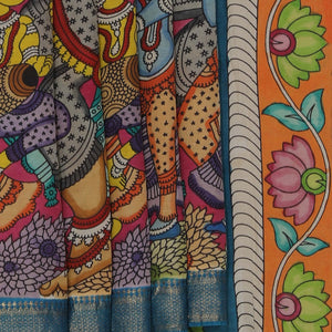 Kalamkari Hand-Painted Silk Saree