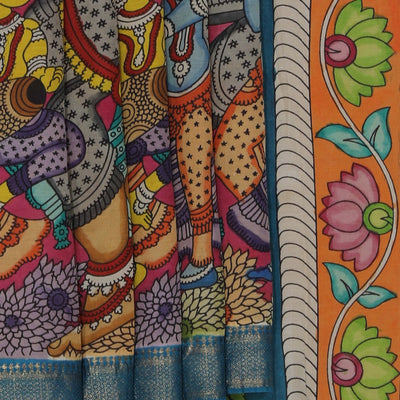 Kalamkari Hand-Painted Silk Saree