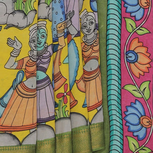 Kalamkari Hand-Painted Silk Saree