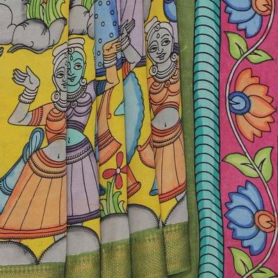 Kalamkari Hand-Painted Silk Saree