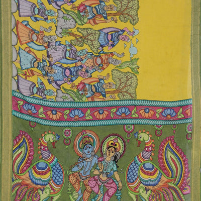 Kalamkari Hand-Painted Silk Saree