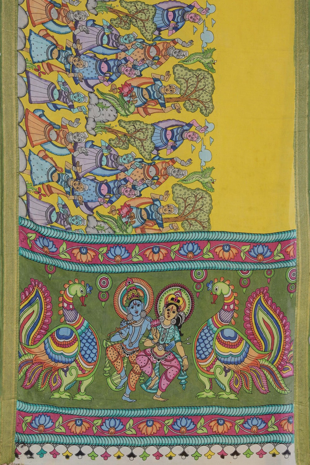 Kalamkari Hand-Painted Silk Saree