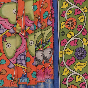 Kalamkari Hand-Painted Silk Saree