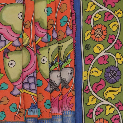 Kalamkari Hand-Painted Silk Saree