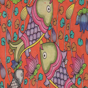 Kalamkari Hand-Painted Silk Saree