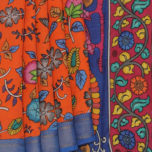 Kalamkari Hand-Painted Silk Saree