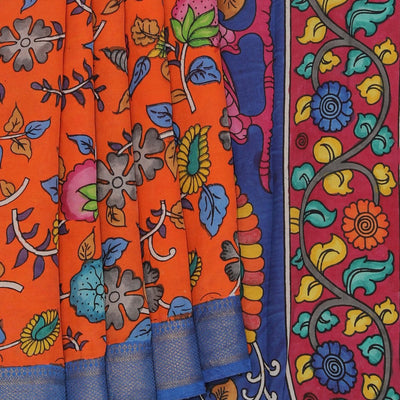 Kalamkari Hand-Painted Silk Saree