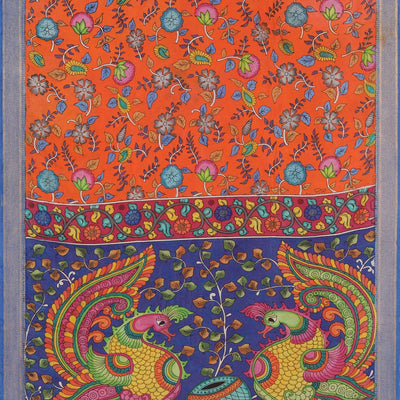 Kalamkari Hand-Painted Silk Saree